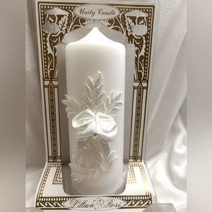NWT Lillian Rose Satin Rose UNITY WEDDING 👰‍♀️Pillar Candle 🕯️ White